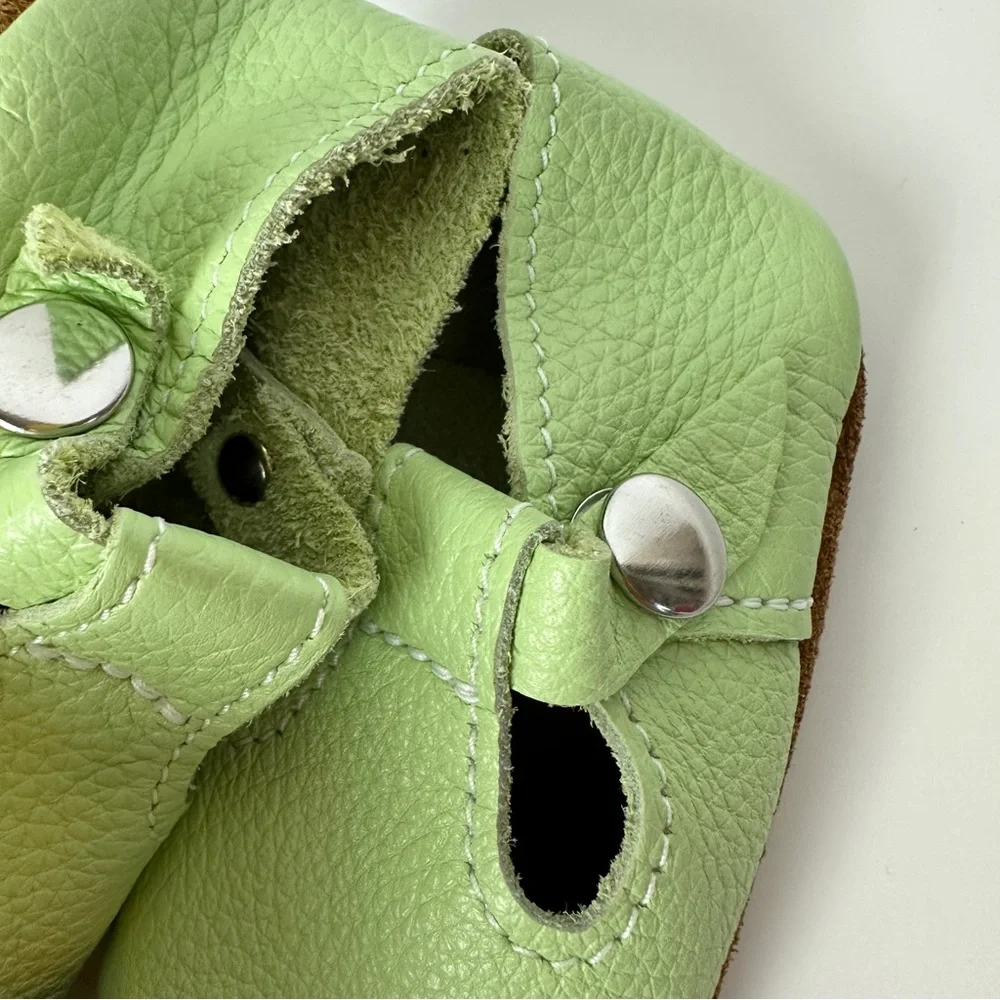 PISTACHIO Green Mon Petit Shoes T-Straps Baby‎ Toddler Size 3 Soft Soles MPs